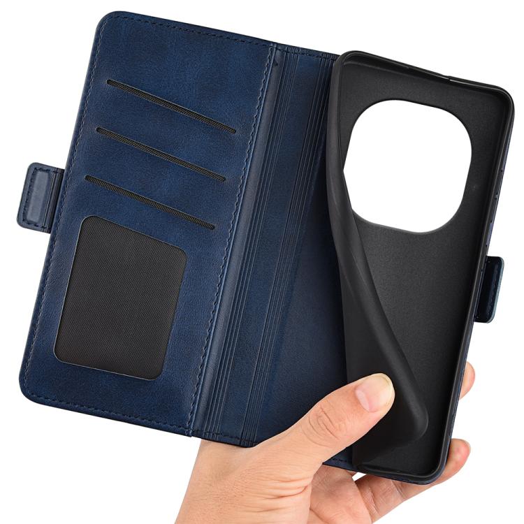 For Xiaomi Redmi Note 14 Pro 5G Dual-side Magnetic Buckle Horizontal Flip Leather Phone Case(Dark Blue)