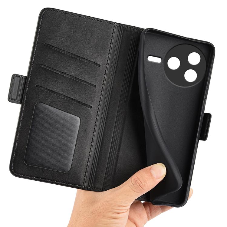 For Redmi K80 / Poco F7 Pro Dual-side Magnetic Buckle Horizontal Flip Leather Phone Case(Black)