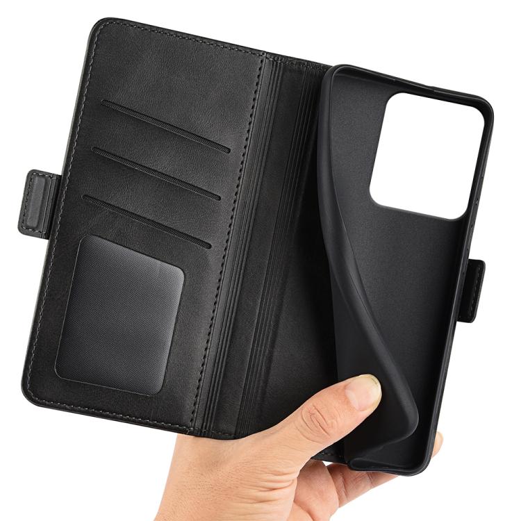 For Redmi Note 14S 4G Dual-side Magnetic Buckle Horizontal Flip Leather Phone Case(Black)