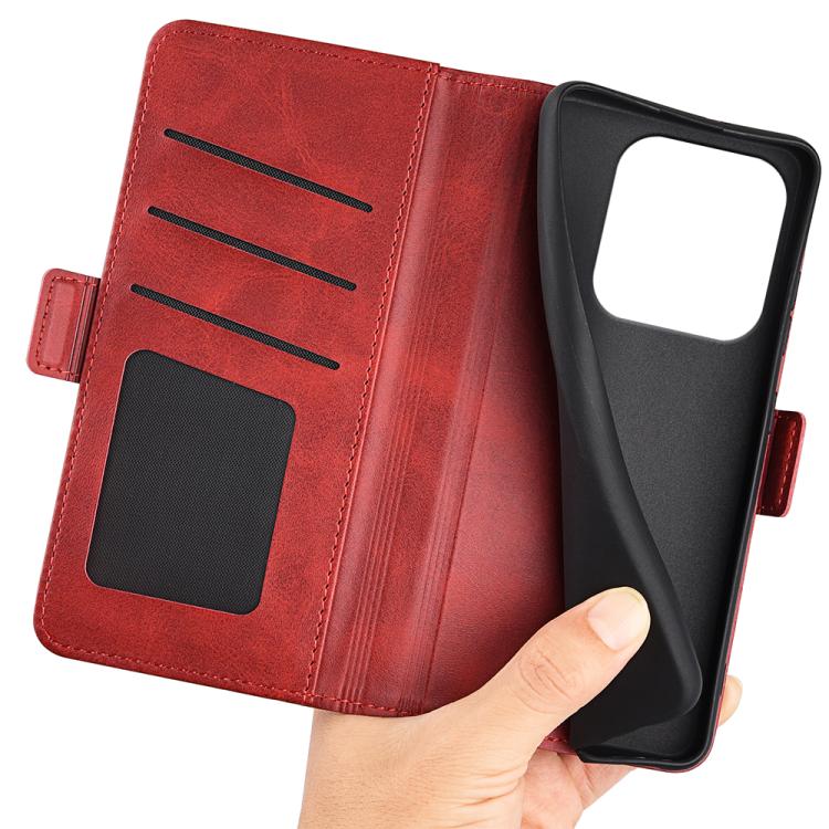 For Redmi Note 14 4G 164.84mm Dual-side Magnetic Buckle Horizontal Flip Leather Phone Case(Red)