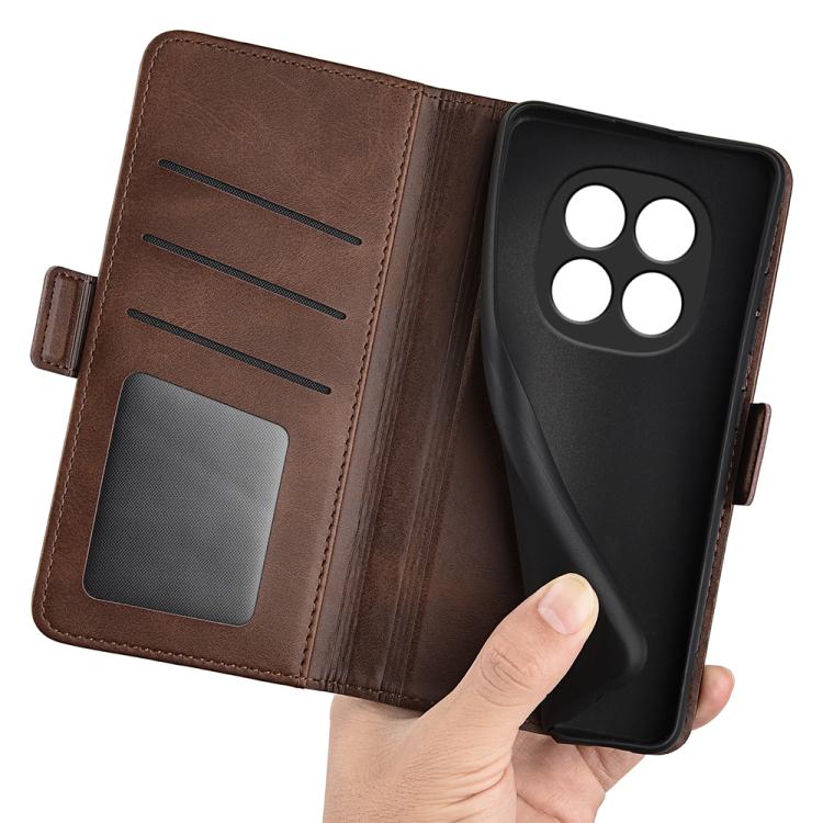 For Redmi Note 15 Pro Global 163.6mm Dual-side Magnetic Buckle Horizontal Flip Leather Phone Case(Brown)