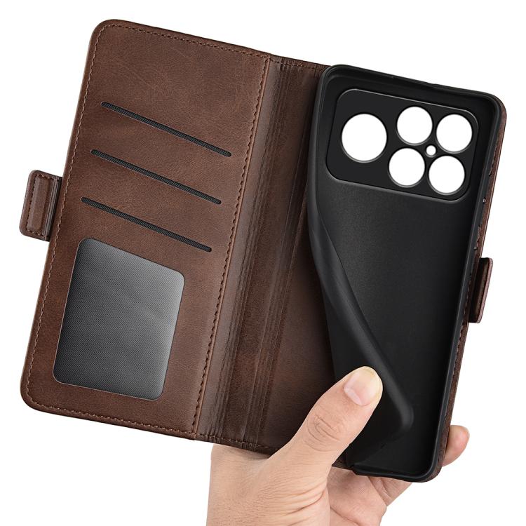 For Xiaomi Poco F8 Ultra 5G Dual-side Magnetic Buckle Horizontal Flip Leather Phone Case(Brown)
