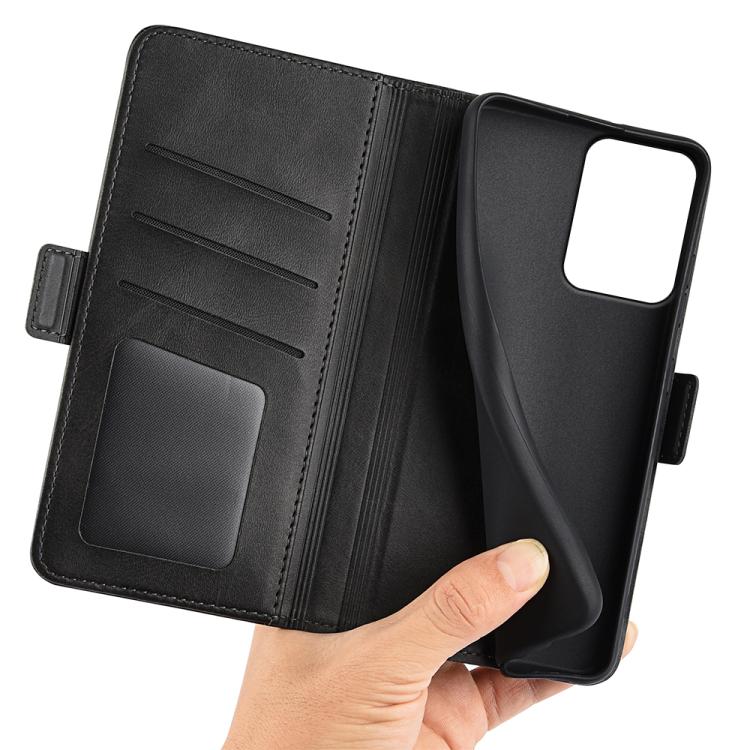For Redmi 15a 5G Dual-side Magnetic Buckle Horizontal Flip Leather Phone Case(Black)