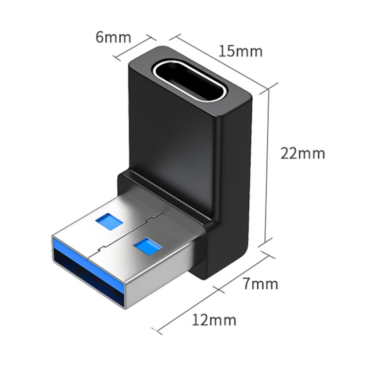 LANMINGLEL 90 Degree USB 3.2 Adapters - 3 Pack USB Male To Type C Female OTG Connectors