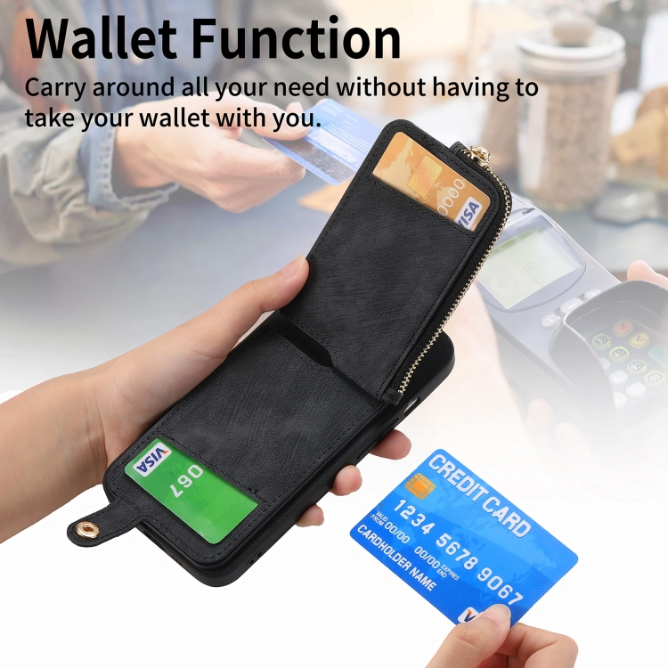 For Samsung Galaxy S21+ 5G Cross Leather Ring Vertical Zipper Wallet Back Phone Case(Black) For Samsung Galaxy S21+ 5G Cross Leather Ring Vertical Zipper Wallet Back Phone Case(Black)