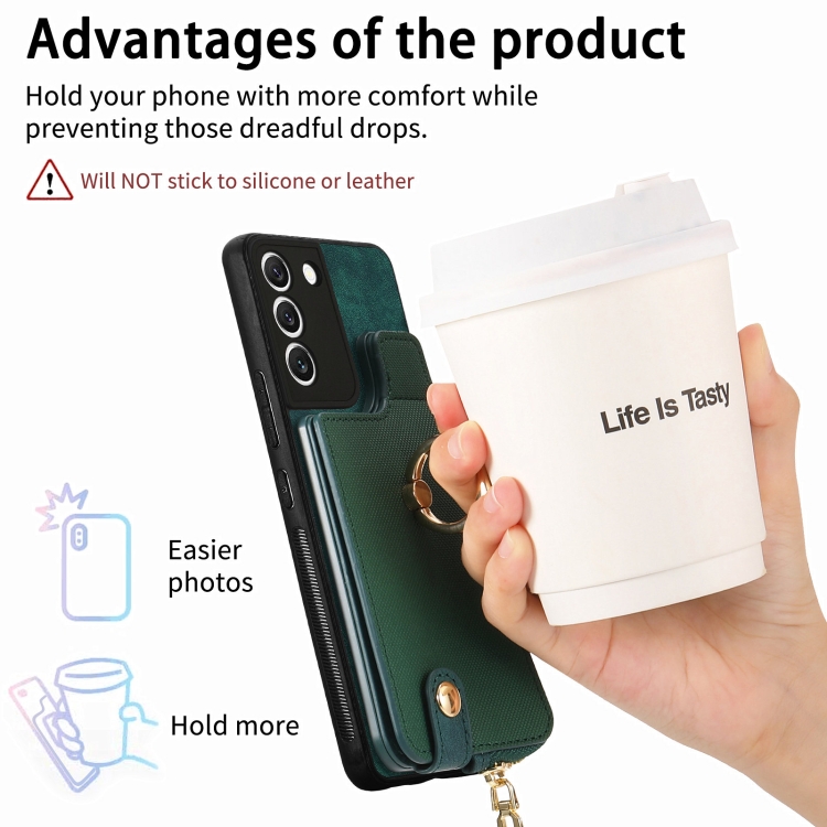For Samsung Galaxy S22+ 5G Cross Leather Ring Vertical Zipper Wallet Back Phone Case(Green) For Samsung Galaxy S22+ 5G Cross Leather Ring Vertical Zipper Wallet Back Phone Case(Green)