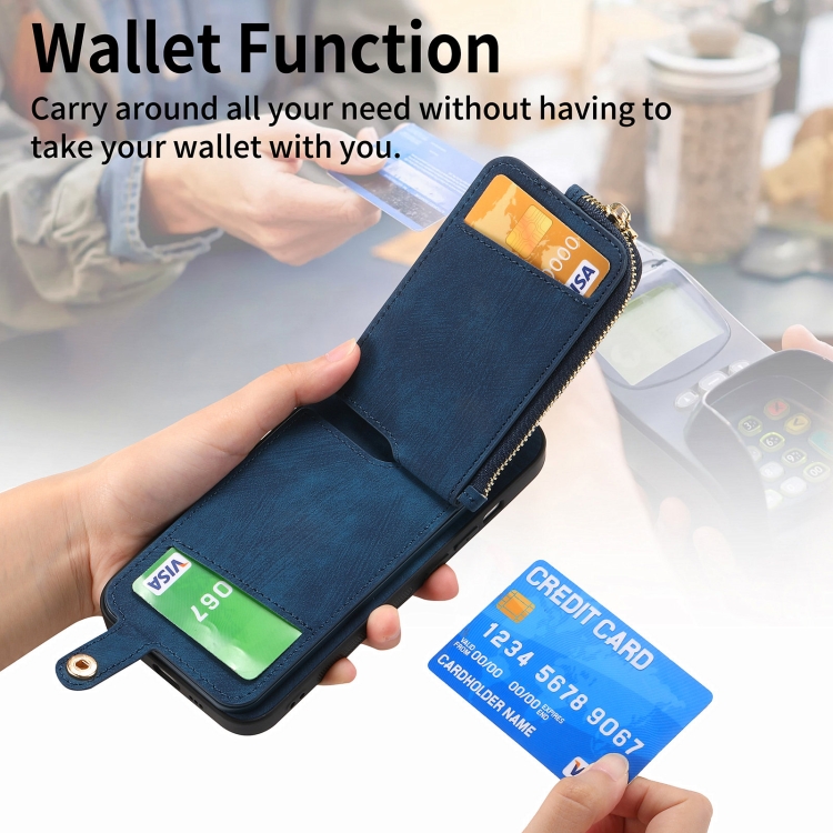 For Samsung Galaxy S23+ 5G Cross Leather Ring Vertical Zipper Wallet Back Phone Case(Blue) For Samsung Galaxy S23+ 5G Cross Leather Ring Vertical Zipper Wallet Back Phone Case(Blue)