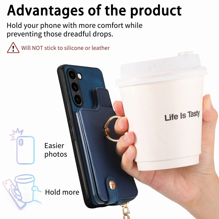 For Samsung Galaxy S23+ 5G Cross Leather Ring Vertical Zipper Wallet Back Phone Case(Blue) For Samsung Galaxy S23+ 5G Cross Leather Ring Vertical Zipper Wallet Back Phone Case(Blue)