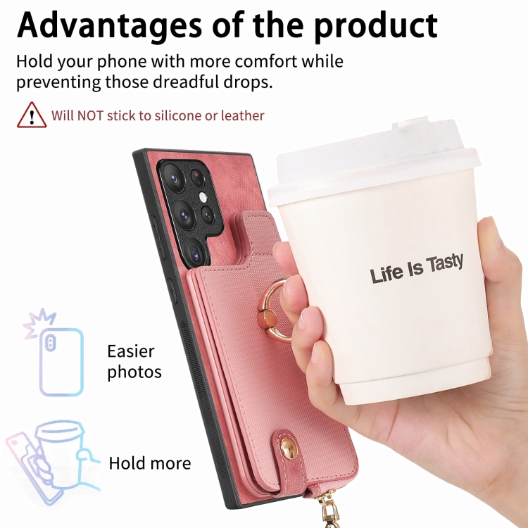 For Samsung Galaxy S23 Ultra 5G Cross Leather Ring Vertical Zipper Wallet Back Phone Case(Pink) For Samsung Galaxy S23 Ultra 5G Cross Leather Ring Vertical Zipper Wallet Back Phone Case(Pink)