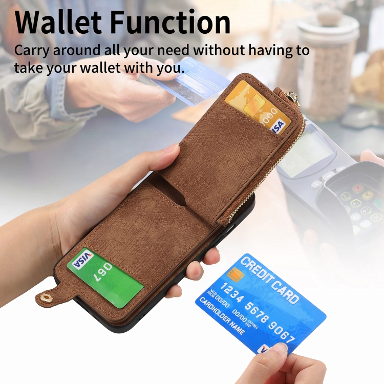 For Samsung Galaxy S24 5G Cross Leather Ring Vertical Zipper Wallet Back Phone Case(Brown) For Samsung Galaxy S24 5G Cross Leather Ring Vertical Zipper Wallet Back Phone Case(Brown)