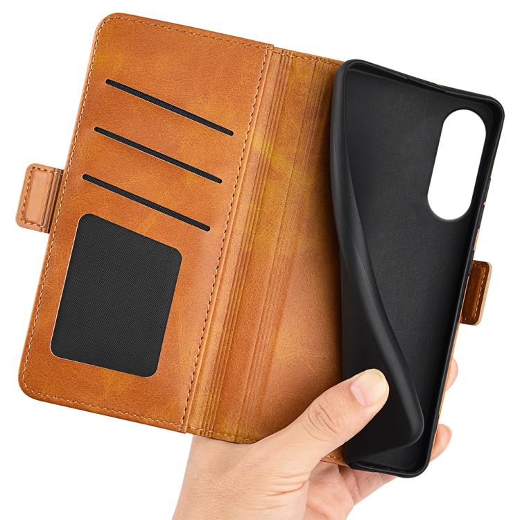 For Samsung Galaxy S25 Edge 5G Dual-side Magnetic Buckle Horizontal Flip Leather Phone Case(Yellow)