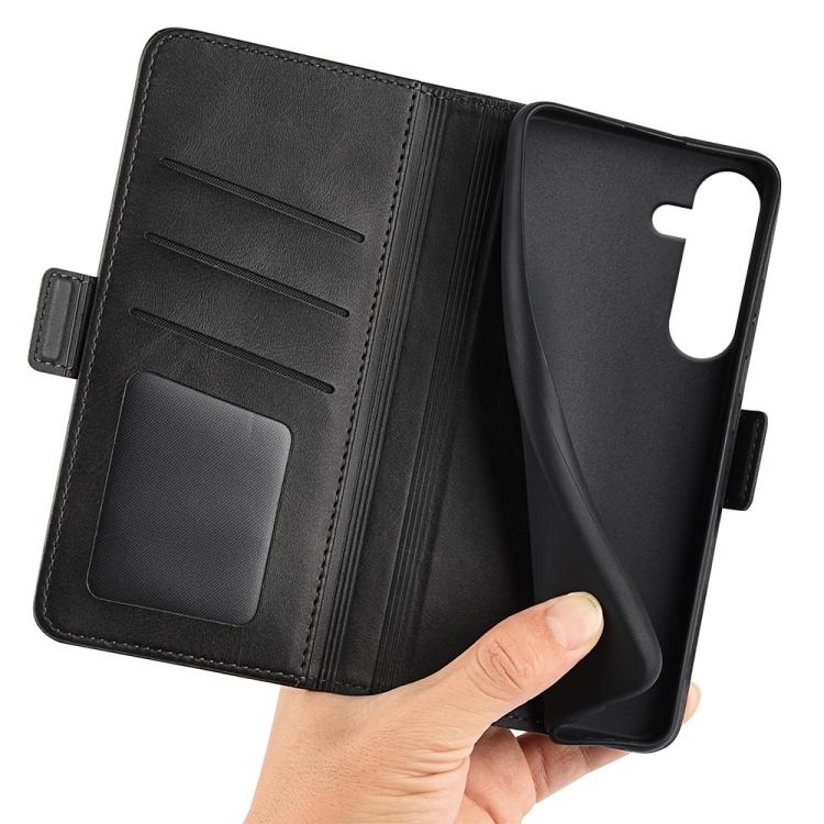 For Samsung Galaxy S25 FE 5G Dual-side Magnetic Buckle Horizontal Flip Leather Phone Case(Black)