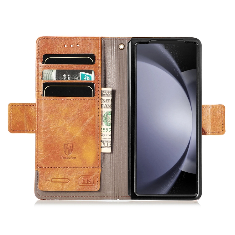 For Samsung Galaxy Z Fold5 5G CaseNeo Splicing Dual Magnetic Buckle Leather Phone Case(Khaki) For Samsung Galaxy Z Fold5 5G CaseNeo Splicing Dual Magnetic Buckle Leather Phone Case(Khaki)