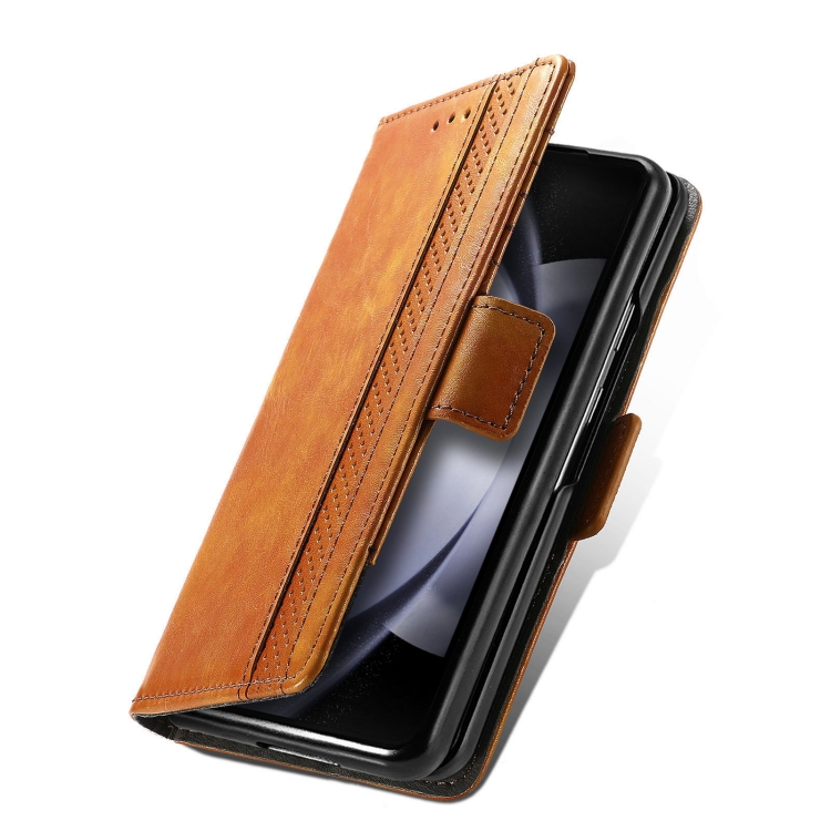 For Samsung Galaxy Z Fold5 5G CaseNeo Splicing Dual Magnetic Buckle Leather Phone Case(Khaki) For Samsung Galaxy Z Fold5 5G CaseNeo Splicing Dual Magnetic Buckle Leather Phone Case(Khaki)