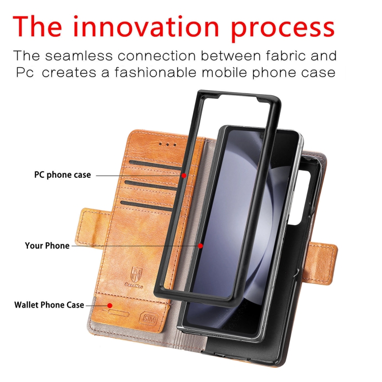 For Samsung Galaxy Z Fold5 5G CaseNeo Splicing Dual Magnetic Buckle Leather Phone Case(Khaki) For Samsung Galaxy Z Fold5 5G CaseNeo Splicing Dual Magnetic Buckle Leather Phone Case(Khaki)