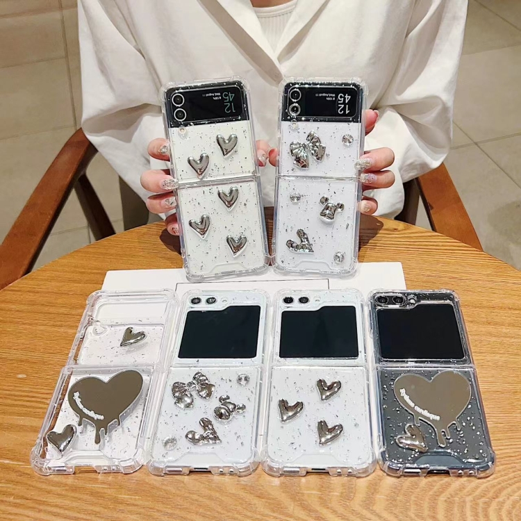 For Samsung Galaxy Z Flip6 Electroplated Mirror Love Heart Phone Case(Mirror) For Samsung Galaxy Z Flip6 Electroplated Mirror Love Heart Phone Case(Mirror)
