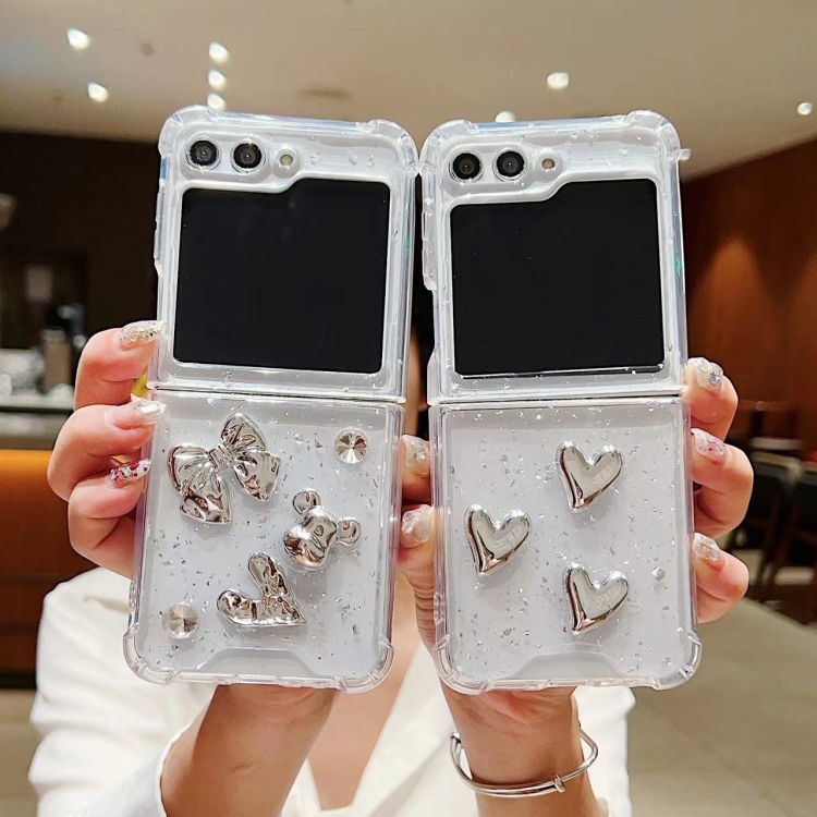 For Samsung Galaxy Z Flip6 Electroplated Mirror Love Heart Phone Case(Mirror) For Samsung Galaxy Z Flip6 Electroplated Mirror Love Heart Phone Case(Mirror)