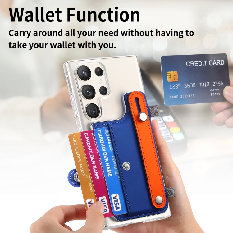 For Samsung Galaxy S23 Ultra 5G Multi-functional Wristband Card Wallet Transparent Phone Case(Blue) For Samsung Galaxy S23 Ultra 5G Multi-functional Wristband Card Wallet Transparent Phone Case(Blue)