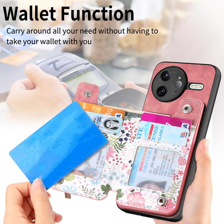 For Redmi K80 Pro / Poco F7 Ultra Retro Painted Zipper Wallet Back Phone Case(Pink)