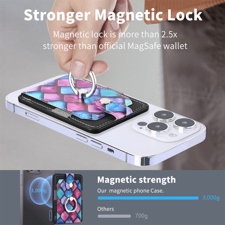 Magsafe Castillo painted ring cell phone card case(Purple Scales) Magsafe Castillo painted ring cell phone card case(Purple Scales)