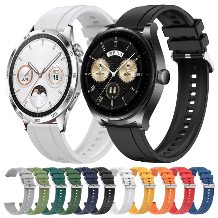 Para Huawei Watch GT4 41 mm Patrón de neumático Correa de reloj de silicona  con hebilla plateada (naranja)
