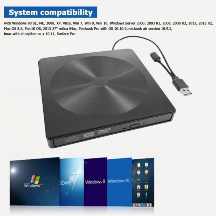 YJ895 High Speed DVD Burner Type-C Computer Laptop External Optical ...