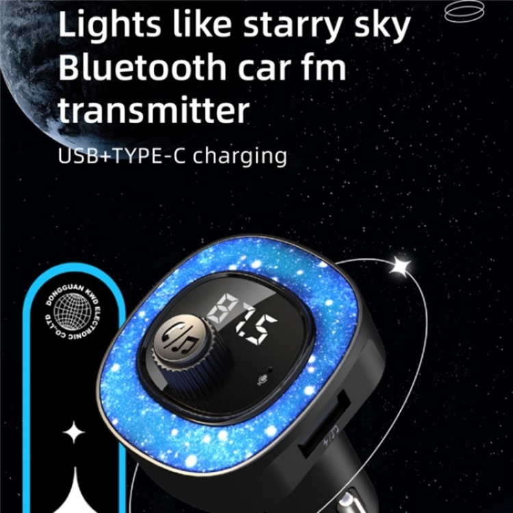 C41 Star Light Car Charger ABS Adapter FM Transmitter Bluetooth Hands-free  Call MP3 Music Player