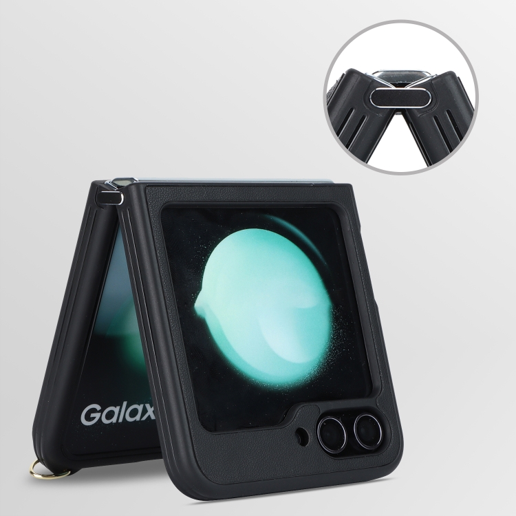 For Samsung Galaxy Z Flip5 5G Crossbody R20 Texture Leather Magsafe Phone Case(Black) For Samsung Galaxy Z Flip5 5G Crossbody R20 Texture Leather Magsafe Phone Case(Black)