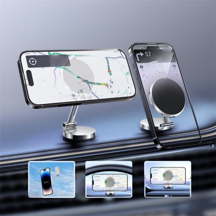 G158 360-Degree Rotating Metal Phone Stand Dashboard Folding Magnetic Car Mount(Silver) G158 360-Degree Rotating Metal Phone Stand Dashboard Folding Magnetic Car Mount(Silver)