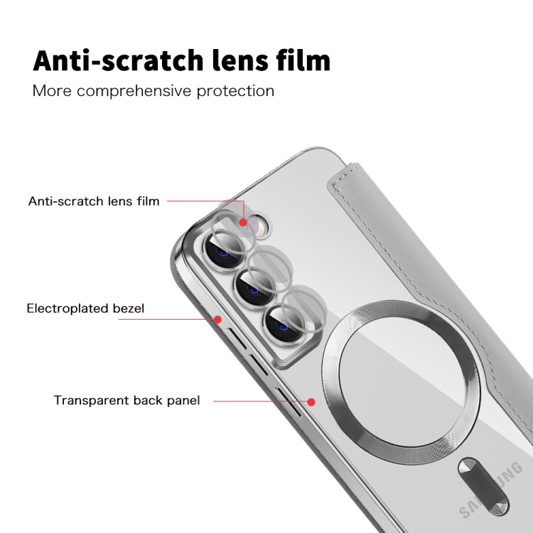 For Samsung Galaxy S22+ 5G Shield MagSafe RFID Anti-theft Leather Phone Case(Grey) For Samsung Galaxy S22+ 5G Shield MagSafe RFID Anti-theft Leather Phone Case(Grey)