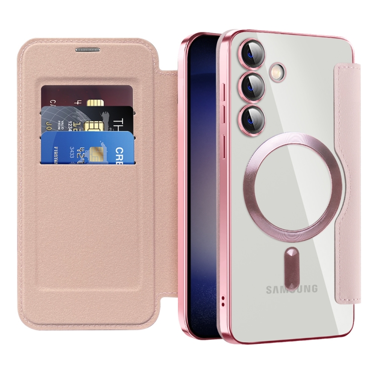 For Samsung Galaxy S25+ 5G Shield MagSafe RFID Anti-theft Leather Phone Case(Pink) For Samsung Galaxy S25+ 5G Shield MagSafe RFID Anti-theft Leather Phone Case(Pink)