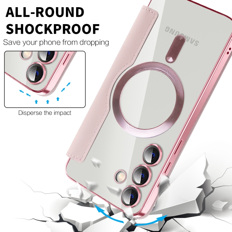 For Samsung Galaxy S25+ 5G Shield MagSafe RFID Anti-theft Leather Phone Case(Pink) For Samsung Galaxy S25+ 5G Shield MagSafe RFID Anti-theft Leather Phone Case(Pink)