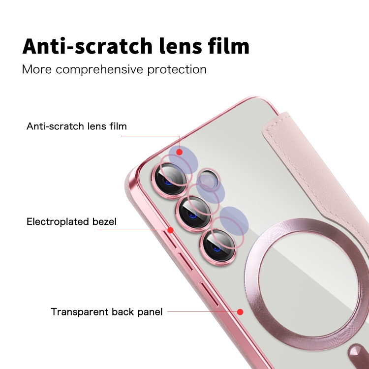For Samsung Galaxy S25+ 5G Shield MagSafe RFID Anti-theft Leather Phone Case(Pink) For Samsung Galaxy S25+ 5G Shield MagSafe RFID Anti-theft Leather Phone Case(Pink)