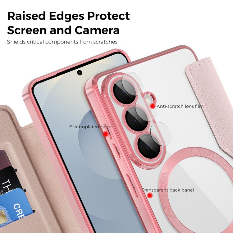 For Samsung Galaxy S26 5G Shield MagSafe RFID Anti-theft Leather Phone Case(Pink)