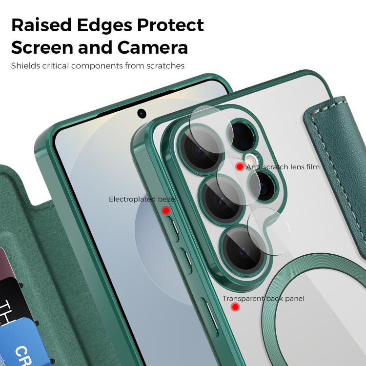 For Samsung Galaxy S26 Ultra 5G Shield MagSafe RFID Anti-theft Leather Phone Case(Green)