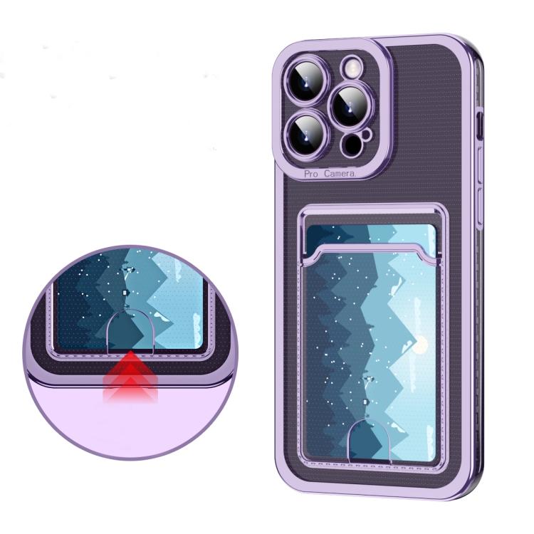 For iPhone 15 Plus Electroplating Frame Card Slot Phone Case(Black) For iPhone 15 Plus Electroplating Frame Card Slot Phone Case(Black)