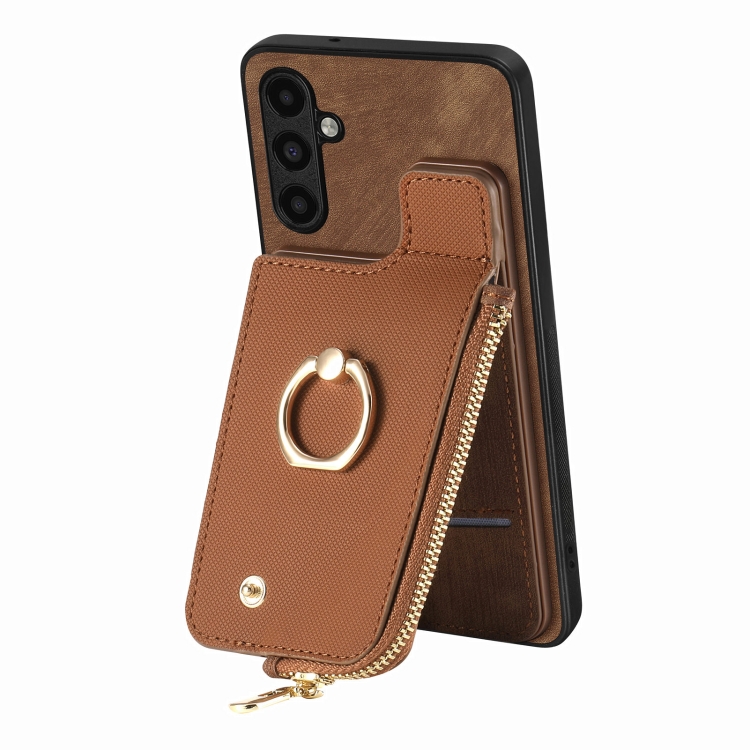 For Samsung Galaxy S24 Ultra 5G Cross Leather Ring Vertical Zipper Wallet Back Phone Case(Brown) For Samsung Galaxy S24 Ultra 5G Cross Leather Ring Vertical Zipper Wallet Back Phone Case(Brown)