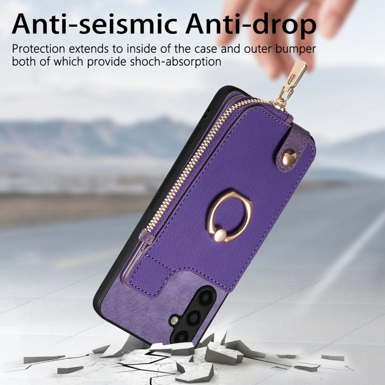 For Samsung Galaxy Note20 Cross Leather Ring Vertical Zipper Wallet Back Phone Case(Purple) For Samsung Galaxy Note20 Cross Leather Ring Vertical Zipper Wallet Back Phone Case(Purple)