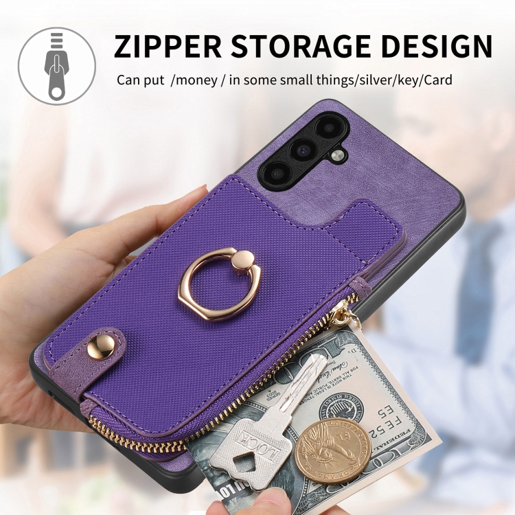 For Samsung Galaxy Note20 Cross Leather Ring Vertical Zipper Wallet Back Phone Case(Purple) For Samsung Galaxy Note20 Cross Leather Ring Vertical Zipper Wallet Back Phone Case(Purple)