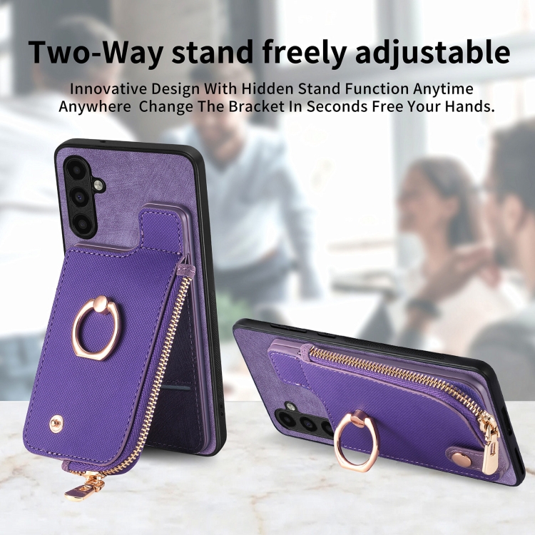 For Samsung Galaxy Note20 Cross Leather Ring Vertical Zipper Wallet Back Phone Case(Purple) For Samsung Galaxy Note20 Cross Leather Ring Vertical Zipper Wallet Back Phone Case(Purple)