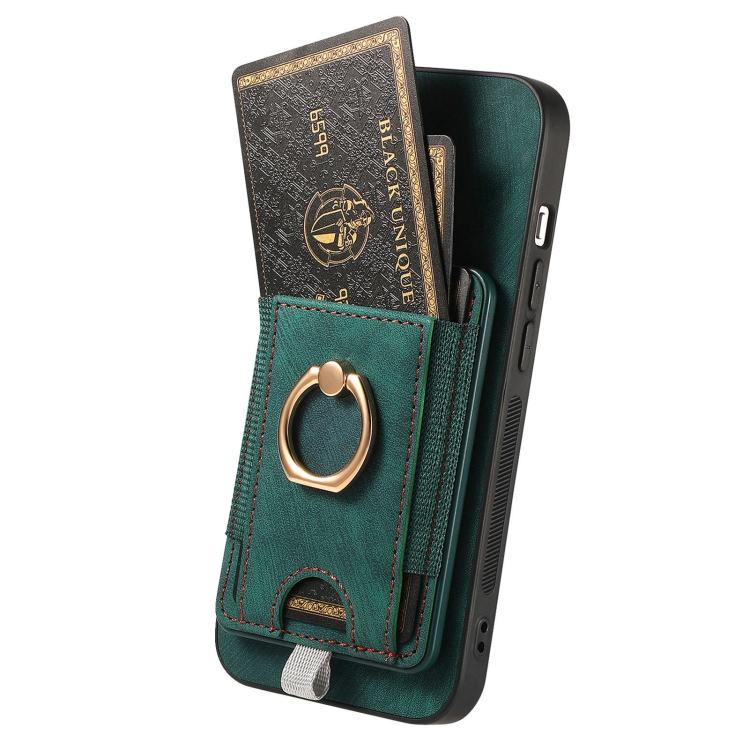 For iPhone 16 Retro Splitable Magnetic Card Bag Leather Phone Case(Green) For iPhone 16 Retro Splitable Magnetic Card Bag Leather Phone Case(Green)