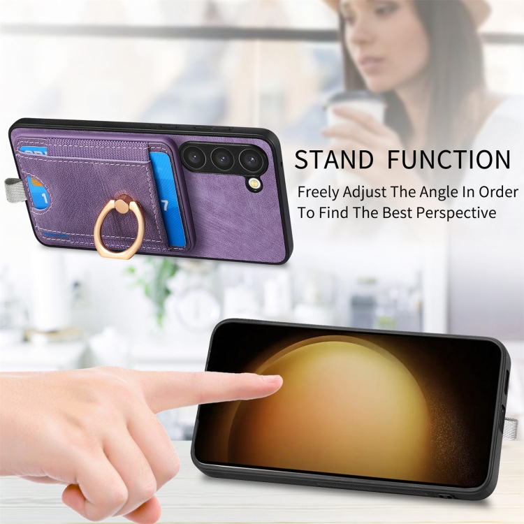For Samsung Galaxy S23 5G Retro Splitable Magnetic Card Bag Leather Phone Case(Purple) For Samsung Galaxy S23 5G Retro Splitable Magnetic Card Bag Leather Phone Case(Purple)