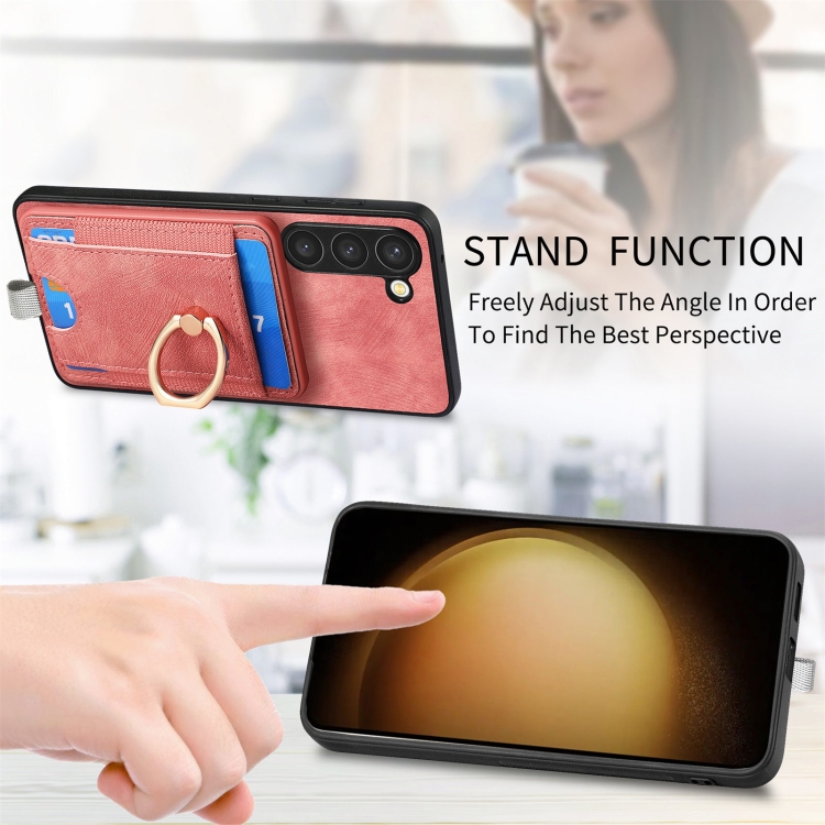 For Samsung Galaxy S23+ 5G Retro Splitable Magnetic Card Bag Leather Phone Case(Pink) For Samsung Galaxy S23+ 5G Retro Splitable Magnetic Card Bag Leather Phone Case(Pink)