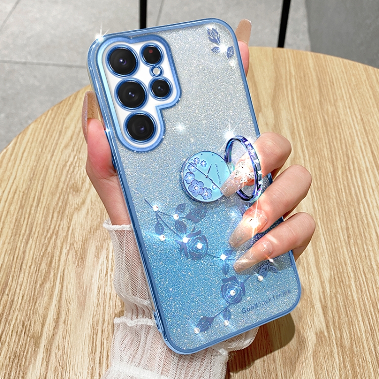 For Samsung Galaxy S24 Ultra 5G Gradient Glitter Immortal Flower Ring All-inclusive Phone Case(Blue) For Samsung Galaxy S24 Ultra 5G Gradient Glitter Immortal Flower Ring All-inclusive Phone Case(Blue)