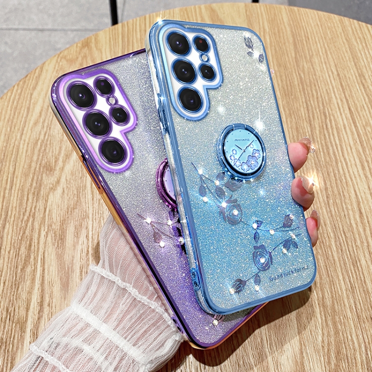 For Samsung Galaxy S24 Ultra 5G Gradient Glitter Immortal Flower Ring All-inclusive Phone Case(Blue) For Samsung Galaxy S24 Ultra 5G Gradient Glitter Immortal Flower Ring All-inclusive Phone Case(Blue)
