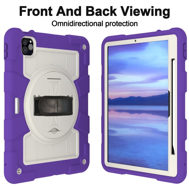 For iPad Pro 11 2024 Silicone Hybrid PC Shockproof Tablet Case with Shoulder Strap(Catharanthus Roseus) For iPad Pro 11 2024 Silicone Hybrid PC Shockproof Tablet Case with Shoulder Strap(Catharanthus Roseus)
