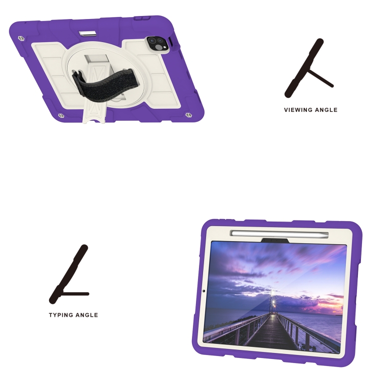 For iPad Pro 11 2024 Silicone Hybrid PC Shockproof Tablet Case with Shoulder Strap(Catharanthus Roseus) For iPad Pro 11 2024 Silicone Hybrid PC Shockproof Tablet Case with Shoulder Strap(Catharanthus Roseus)