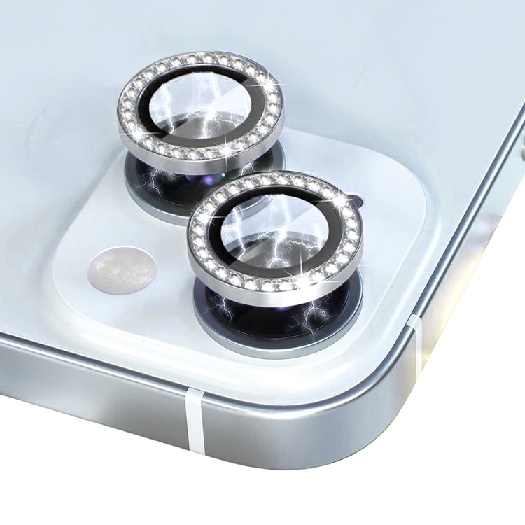 For iPhone 15 / 15 Plus NORTHJO Camera Lens Protector Tempered Glass Metal Rhinestone Ring Film(Silver)