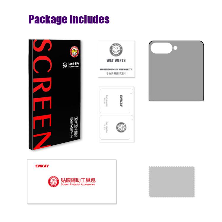 For Galaxy Z Flip8 5G Outer Screen ENKAY Hat-Prince 28 Degree Anti-peeping Privacy Silk Screen Tempered Glass Film