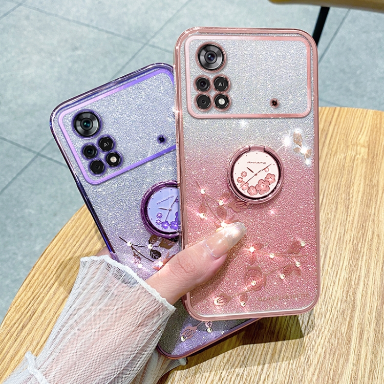 HAOYE Cover per Xiaomi Poco X4 PRO 5G, Ultra Sottile Gradiente Colori Rugged Custodia Trasparente con Cornice in TPU Copertura, Staccabile Silicone Antiurto Cover, Bianca
